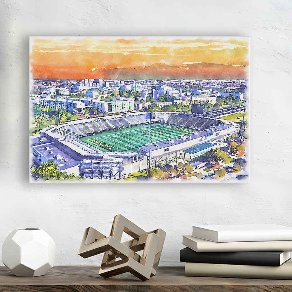 Riccardo Silva Painting Stadium Watercolor, University Park Florida, Sport Art, Gifts for him, Canvas Print Wall Art