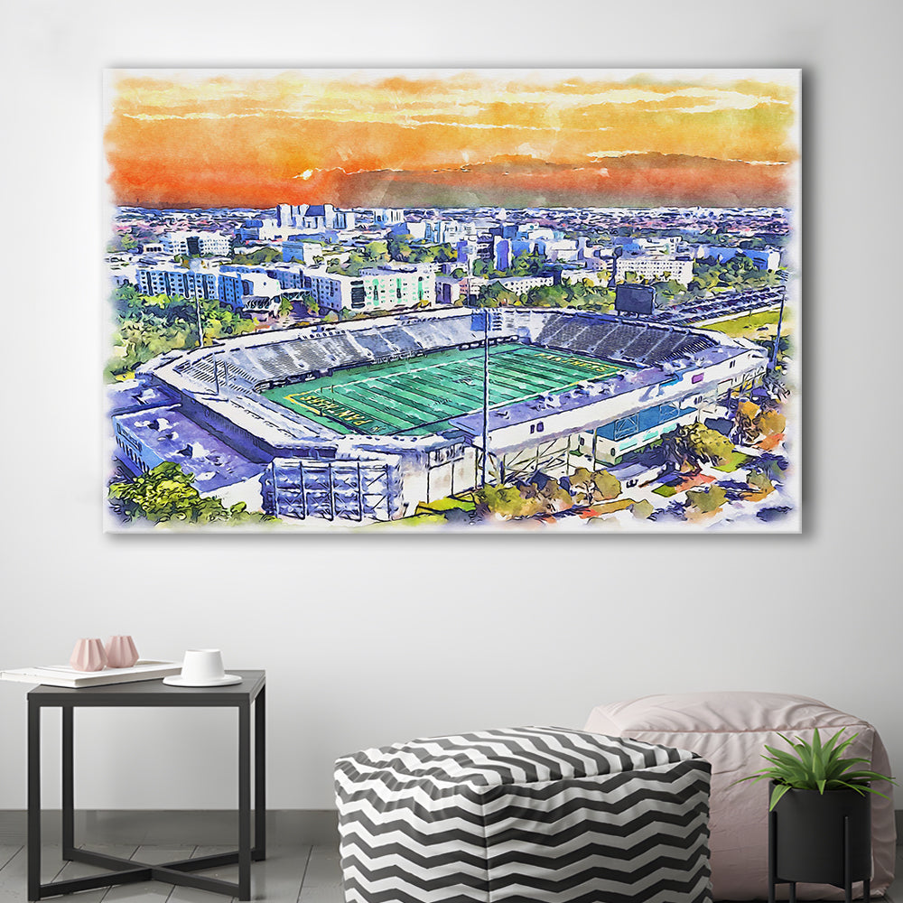 Riccardo Silva Painting Stadium Watercolor, University Park Florida, Sport Art, Gifts for him, Canvas Print Wall Art
