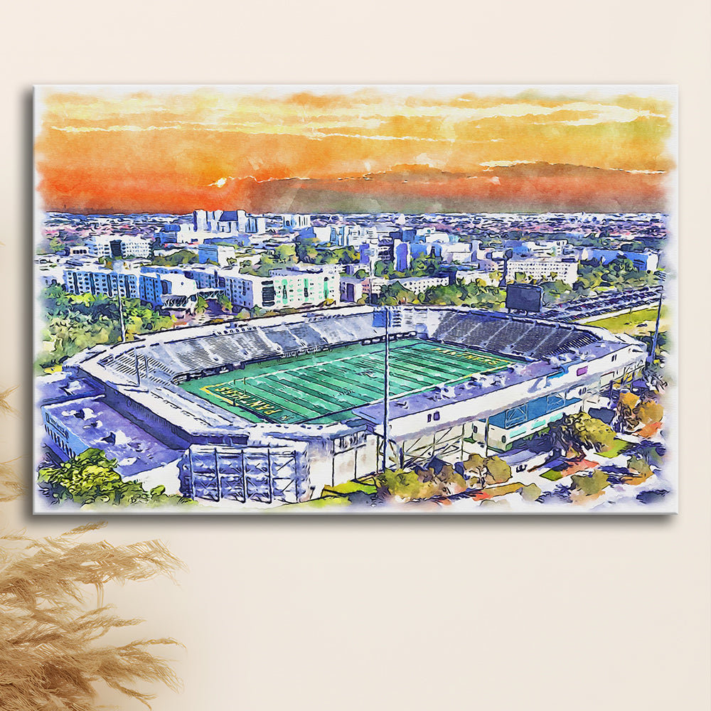 Riccardo Silva Painting Stadium Watercolor, University Park Florida, Sport Art, Gifts for him, Canvas Print Wall Art