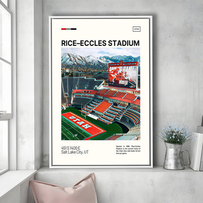 Rice Eccles Stadium Print, Utah Utes Stadium Canvas Art, Man Cave Gift, Floating Framed Canvas Print Wall Art
