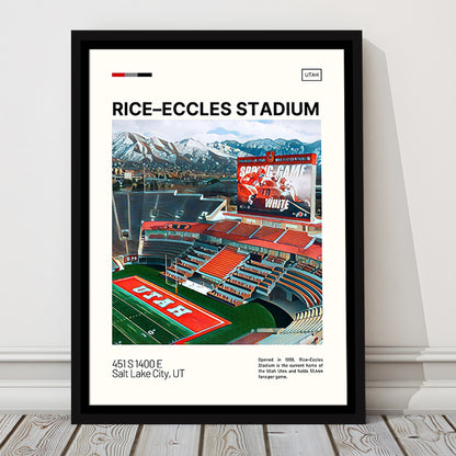 Rice Eccles Stadium Print, Utah Utes Stadium Canvas Art, Man Cave Gift, Floating Framed Canvas Print Wall Art