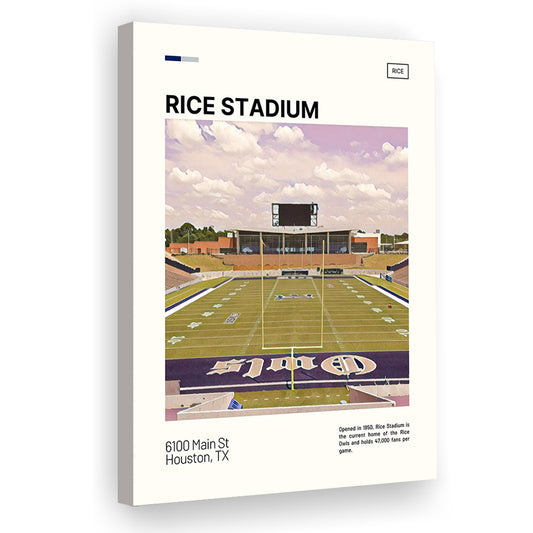 Rice Stadium Print, Rice Owls Stadium Canvas Art, Fan Gifts, Sport Art, Canvas Print Wall Art