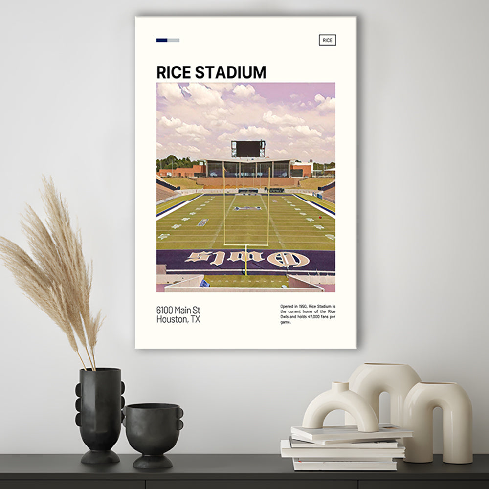 Rice Stadium Print, Rice Owls Stadium Canvas Art, Fan Gifts, Sport Art, Canvas Print Wall Art