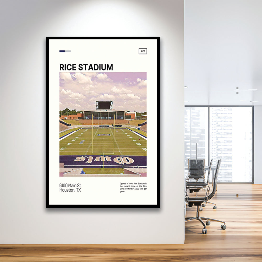 Rice Stadium Print, Rice Owls Stadium Art, Gifts for him, Sport Art, Framed Art Print Wall Decor