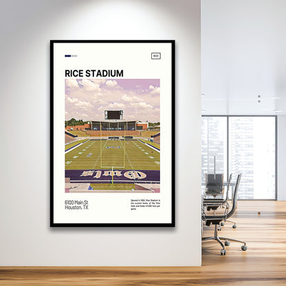 Rice Stadium Print, Rice Owls Stadium Art, Gifts for him, Sport Art, Framed Art Print Wall Decor
