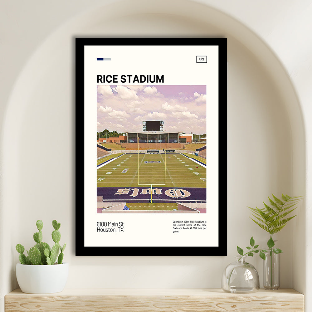 Rice Stadium Print, Rice Owls Stadium Art, Gifts for him, Sport Art, Framed Art Print Wall Decor