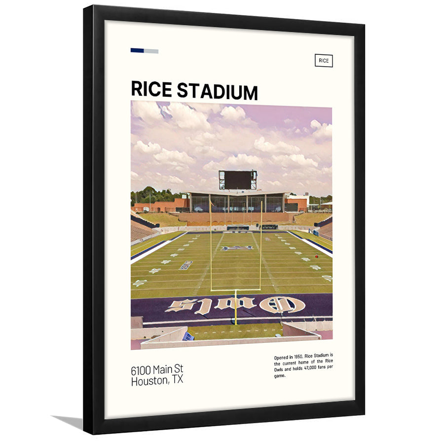Rice Stadium Print, Rice Owls Stadium Art, Gifts for him, Sport Art, Framed Art Print Wall Decor