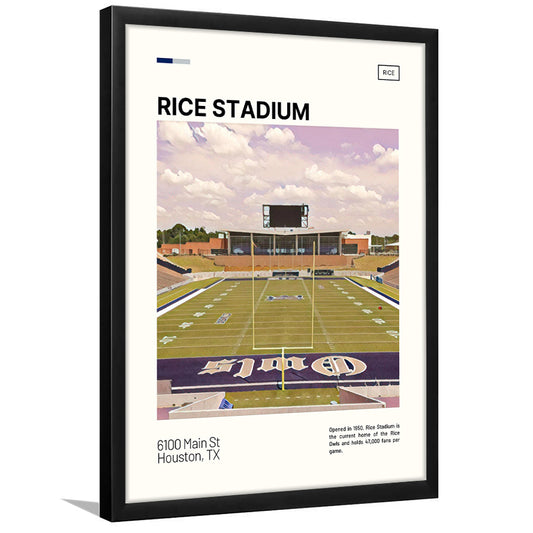Rice Stadium Print, Rice Owls Stadium Art, Gifts for him, Sport Art, Framed Art Print Wall Decor