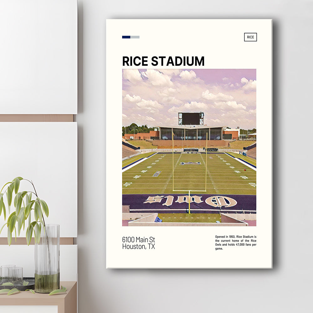 Rice Stadium Print, Rice Owls Stadium Canvas Art, Fan Gifts, Sport Art, Canvas Print Wall Art