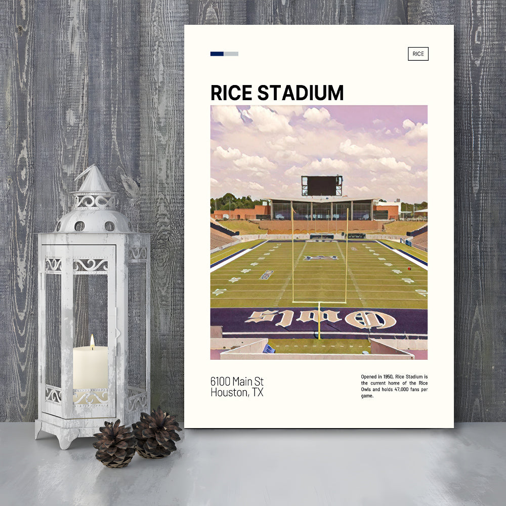 Rice Stadium Print, Rice Owls Stadium Canvas Art, Fan Gifts, Sport Art, Canvas Print Wall Art