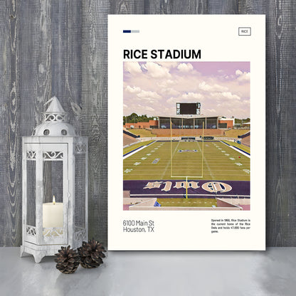 Rice Stadium Print, Rice Owls Stadium Canvas Art, Fan Gifts, Sport Art, Canvas Print Wall Art