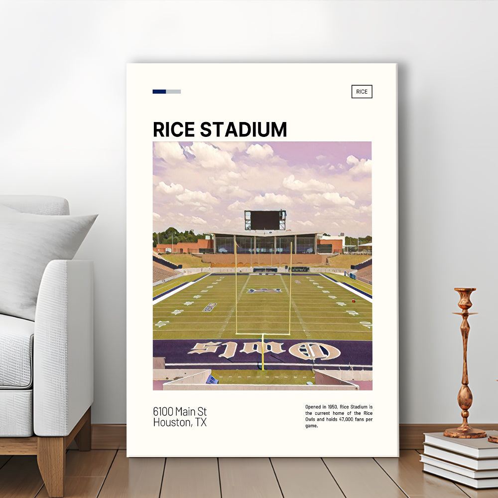 Rice Stadium Print, Rice Owls Stadium Canvas Art, Fan Gifts, Sport Art, Canvas Print Wall Art