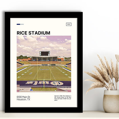 Rice Stadium Print, Rice Owls Stadium Art, Gifts for him, Sport Art, Framed Art Print Wall Decor