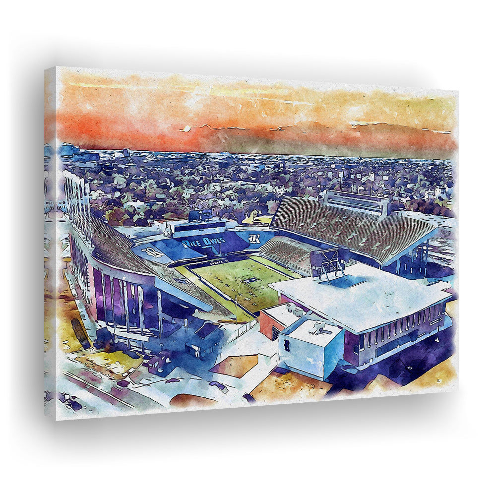 Rice Painting Stadium Watercolor, Houston Texas Watercolor, Sport Art, Gifts for him, Canvas Print Wall Art