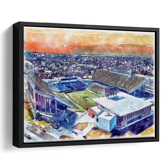 Rice Painting Stadium Watercolor, Houston Texas Watercolor, Sport Gift Art, Framed Canvas Print Wall Art