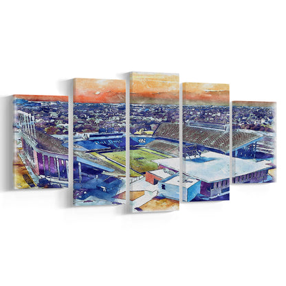 Rice Painting Stadium Watercolor, Houston Texas Watercolor, Sport Art, Mixed 5 Panel, Canvas Print Wall Art