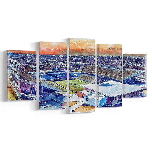 Rice Painting Stadium Watercolor, Houston Texas Watercolor, Sport Art, Mixed 5 Panel, Canvas Print Wall Art