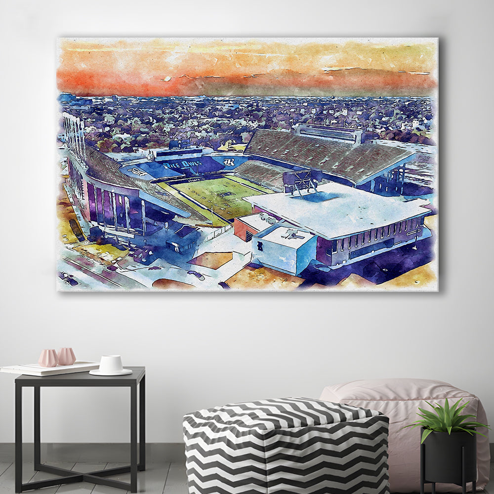 Rice Painting Stadium Watercolor, Houston Texas Watercolor, Sport Art, Gifts for him, Canvas Print Wall Art