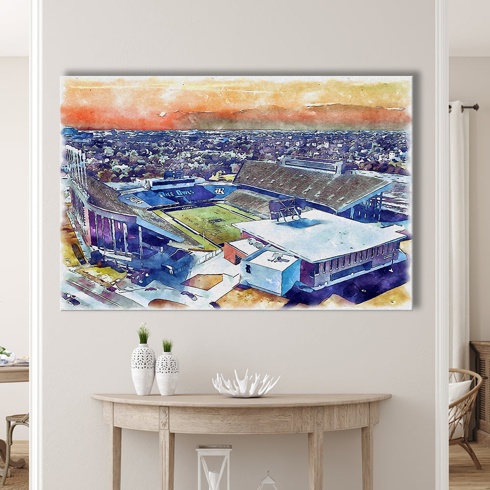 Rice Painting Stadium Watercolor, Houston Texas Watercolor, Sport Art, Gifts for him, Canvas Print Wall Art