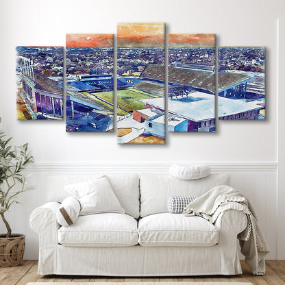 Rice Painting Stadium Watercolor, Houston Texas Watercolor, Sport Art, Mixed 5 Panel, Canvas Print Wall Art