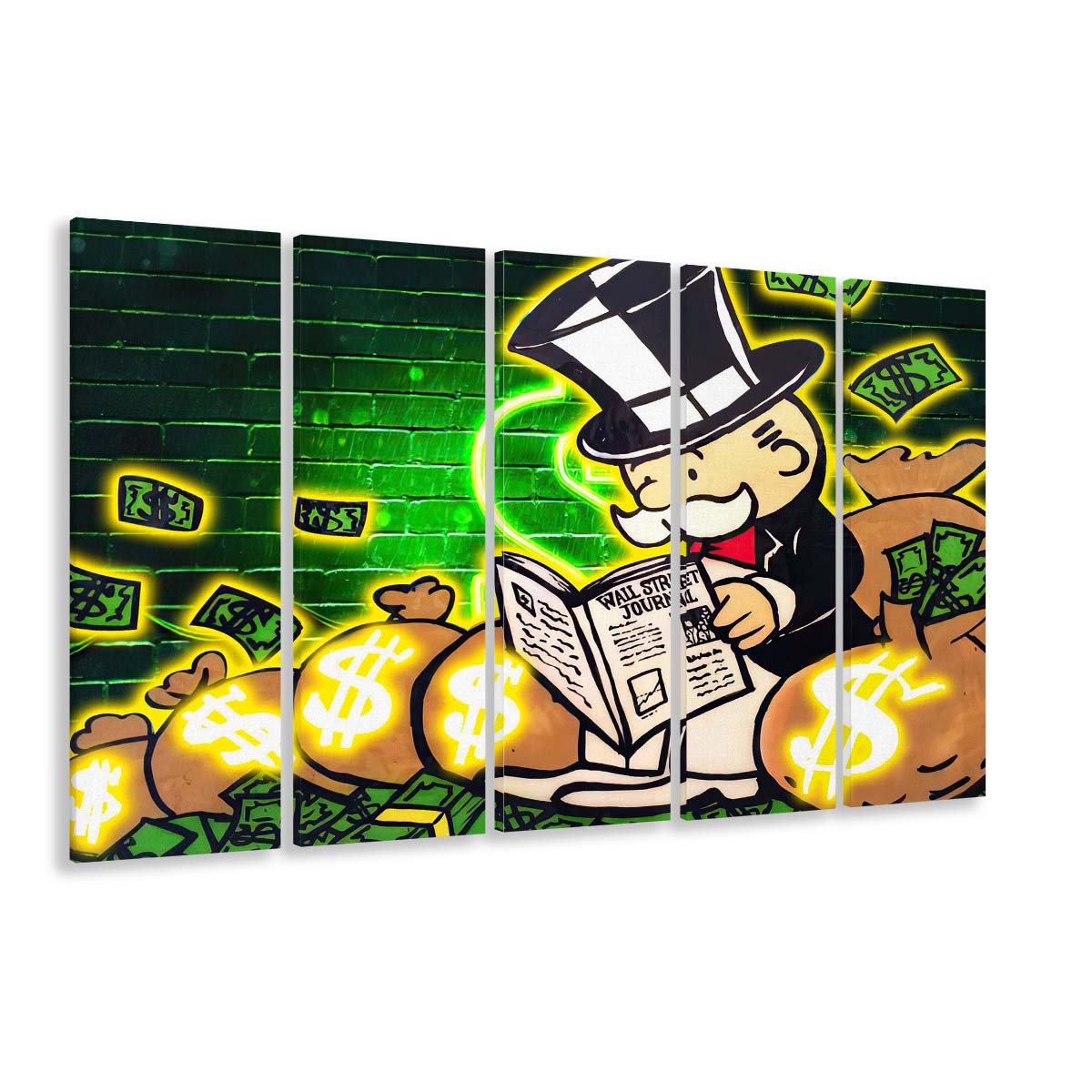 Rich Money Man Canva, Extra Large 5 Panels Multi Canvas Print Wall Art, Home Decor
