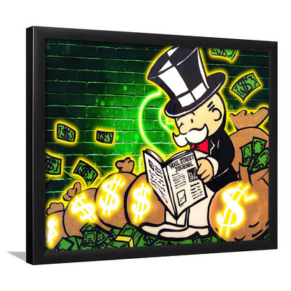 Rich Money Man Canva, Framed Art Print Wall Decor, Neon Art Print, Picture Framed