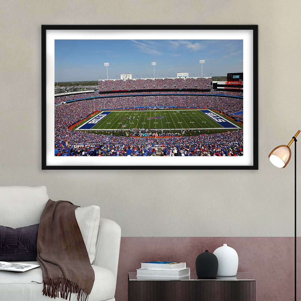 Rich Stadium, Stadium Canvas, Sport Art, Gift for him, White Border Framed Art Print Wall Decor