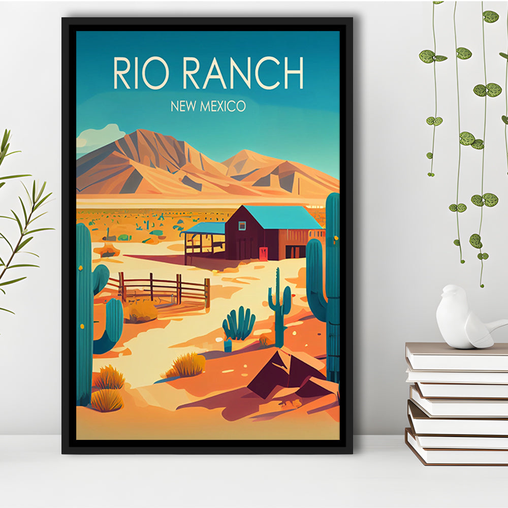 Rio Ranch NM Retro Art Print, Rio Ranch City Wall Art, Floating Framed Canvas Print, Framed Picture, Painting Canvas