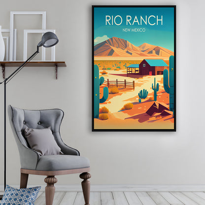 Rio Ranch NM Retro Art Print, Rio Ranch City Wall Art, Floating Framed Canvas Print, Framed Picture, Painting Canvas