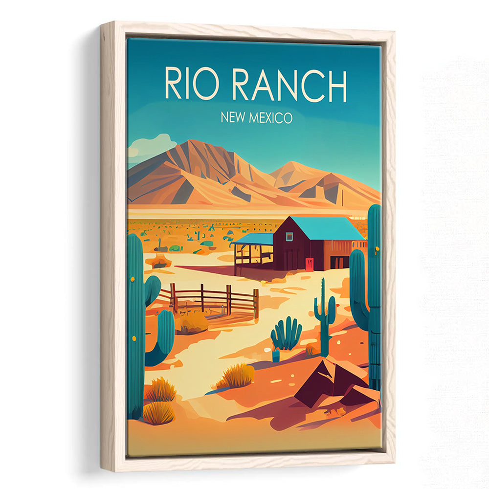Rio Ranch NM Retro Art Print, Rio Ranch City Wall Art, Floating Framed Canvas Print, Framed Picture, Painting Canvas