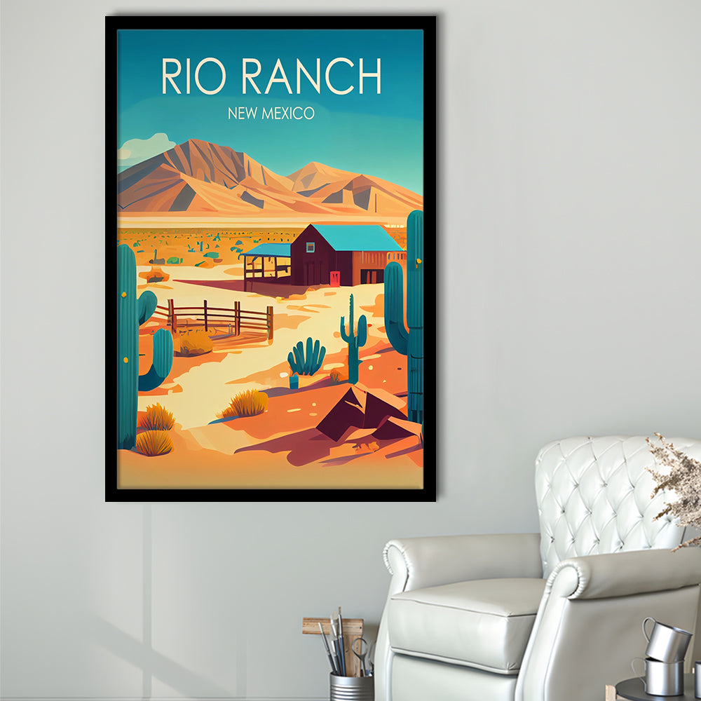 Rio Ranch NM Retro Art Print, Rio Ranch City Wall Art, Framed Art Print, Picture Framed, Painting Art