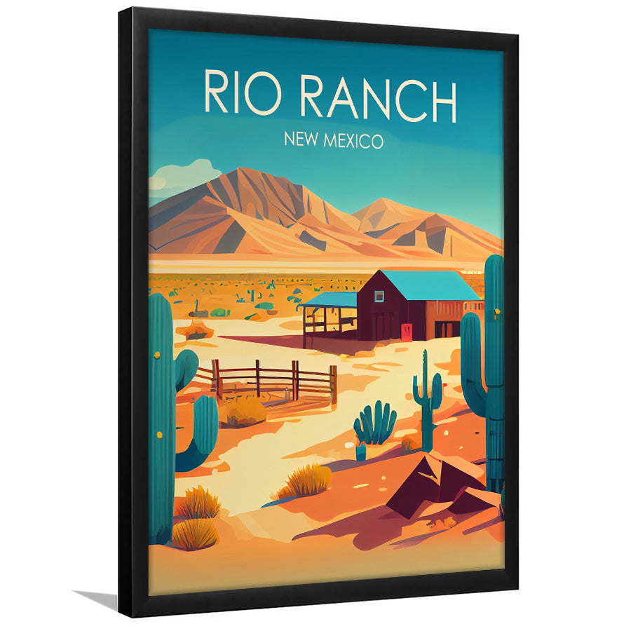 Rio Ranch NM Retro Art Print, Rio Ranch City Wall Art, Framed Art Print, Picture Framed, Painting Art