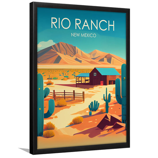 Rio Ranch NM Retro Art Print, Rio Ranch City Wall Art, Framed Art Print, Picture Framed, Painting Art