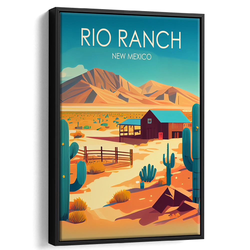 Rio Ranch NM Retro Art Print, Rio Ranch City Wall Art, Floating Framed Canvas Print, Framed Picture, Painting Canvas