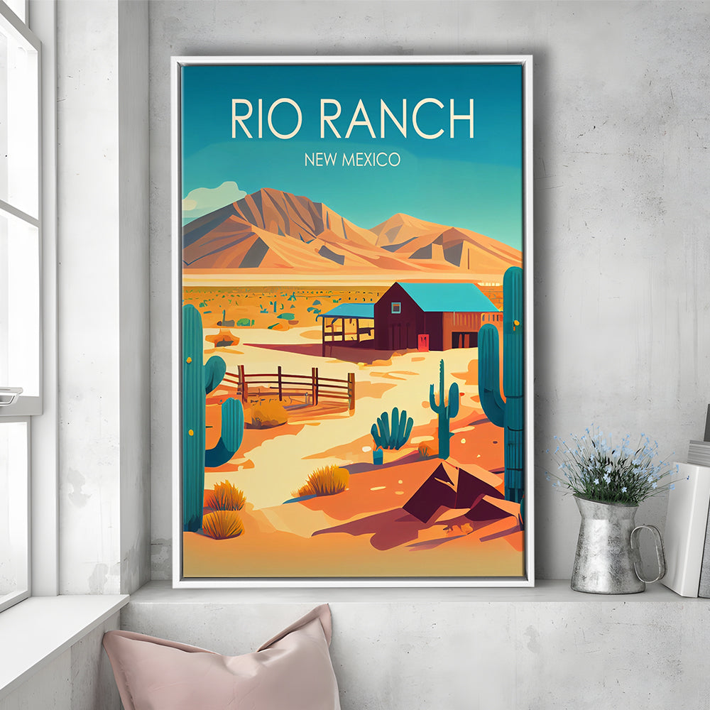 Rio Ranch NM Retro Art Print, Rio Ranch City Wall Art, Floating Framed Canvas Print, Framed Picture, Painting Canvas