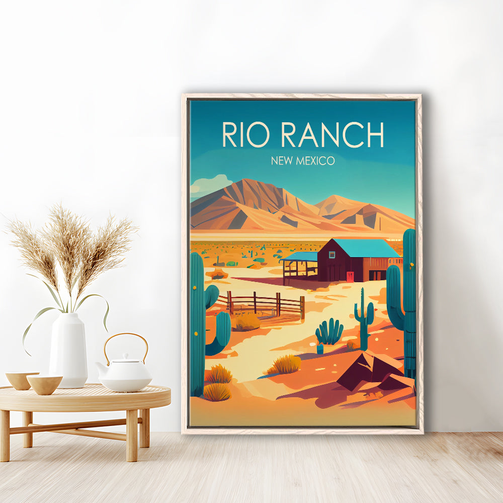 Rio Ranch NM Retro Art Print, Rio Ranch City Wall Art, Floating Framed Canvas Print, Framed Picture, Painting Canvas