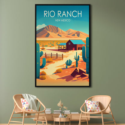 Rio Ranch NM Retro Art Print, Rio Ranch City Wall Art, Floating Framed Canvas Print, Framed Picture, Painting Canvas