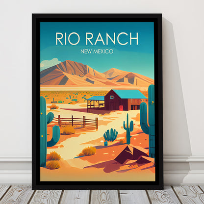 Rio Ranch NM Retro Art Print, Rio Ranch City Wall Art, Floating Framed Canvas Print, Framed Picture, Painting Canvas