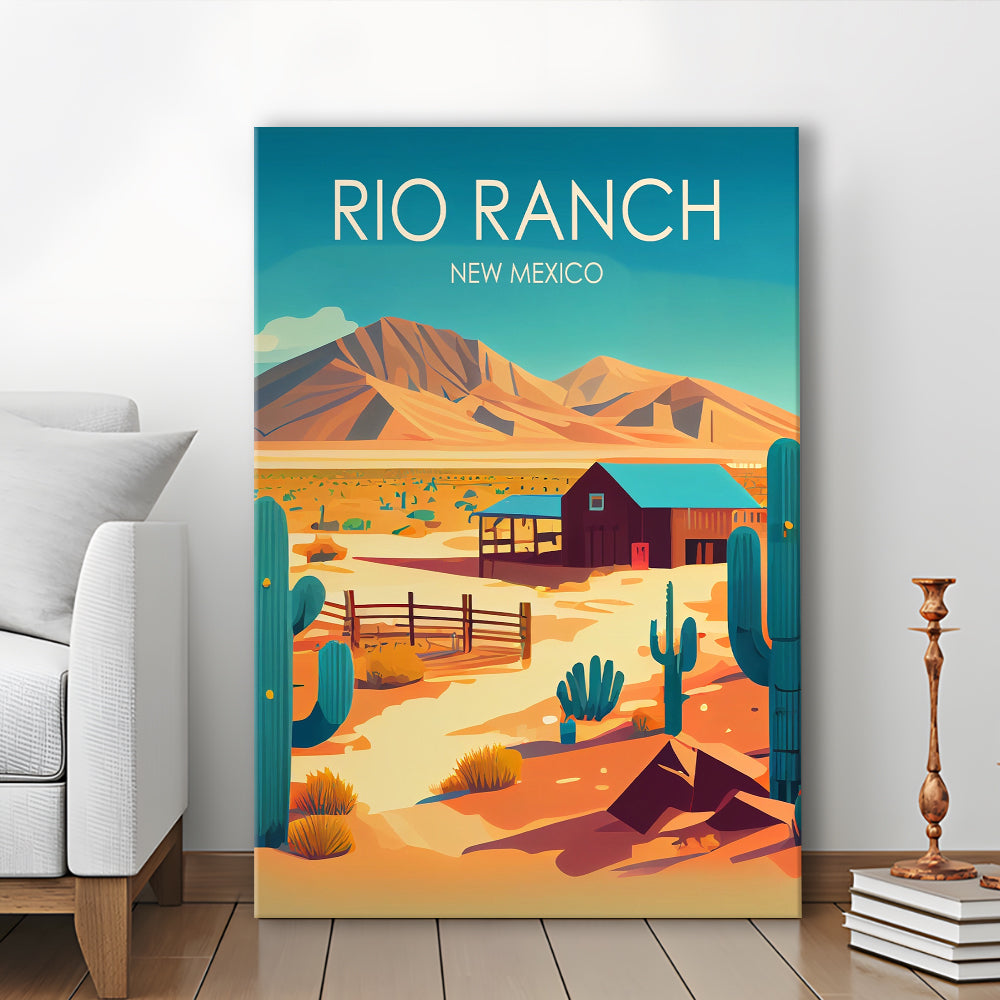 Rio Ranch NM Retro Art Print, Rio Ranch City Wall Art, Canvas Print, Painting Canvas, Living Room Decor