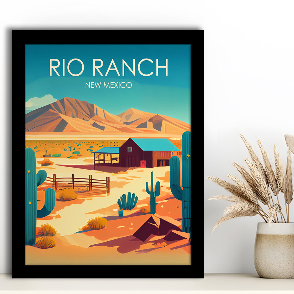 Rio Ranch NM Retro Art Print, Rio Ranch City Wall Art, Framed Art Print, Picture Framed, Painting Art