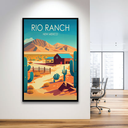 Rio Ranch NM Retro Art Print, Rio Ranch City Wall Art, Framed Art Print, Picture Framed, Painting Art