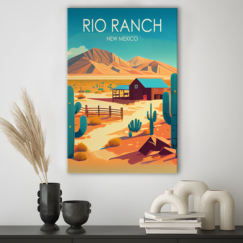 Rio Ranch NM Retro Art Print, Rio Ranch City Wall Art, Canvas Print, Painting Canvas, Living Room Decor