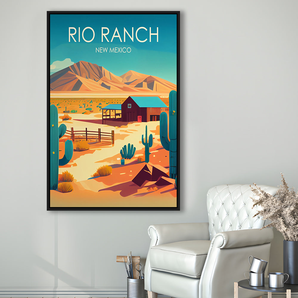 Rio Ranch NM Retro Art Print, Rio Ranch City Wall Art, Floating Framed Canvas Print, Framed Picture, Painting Canvas
