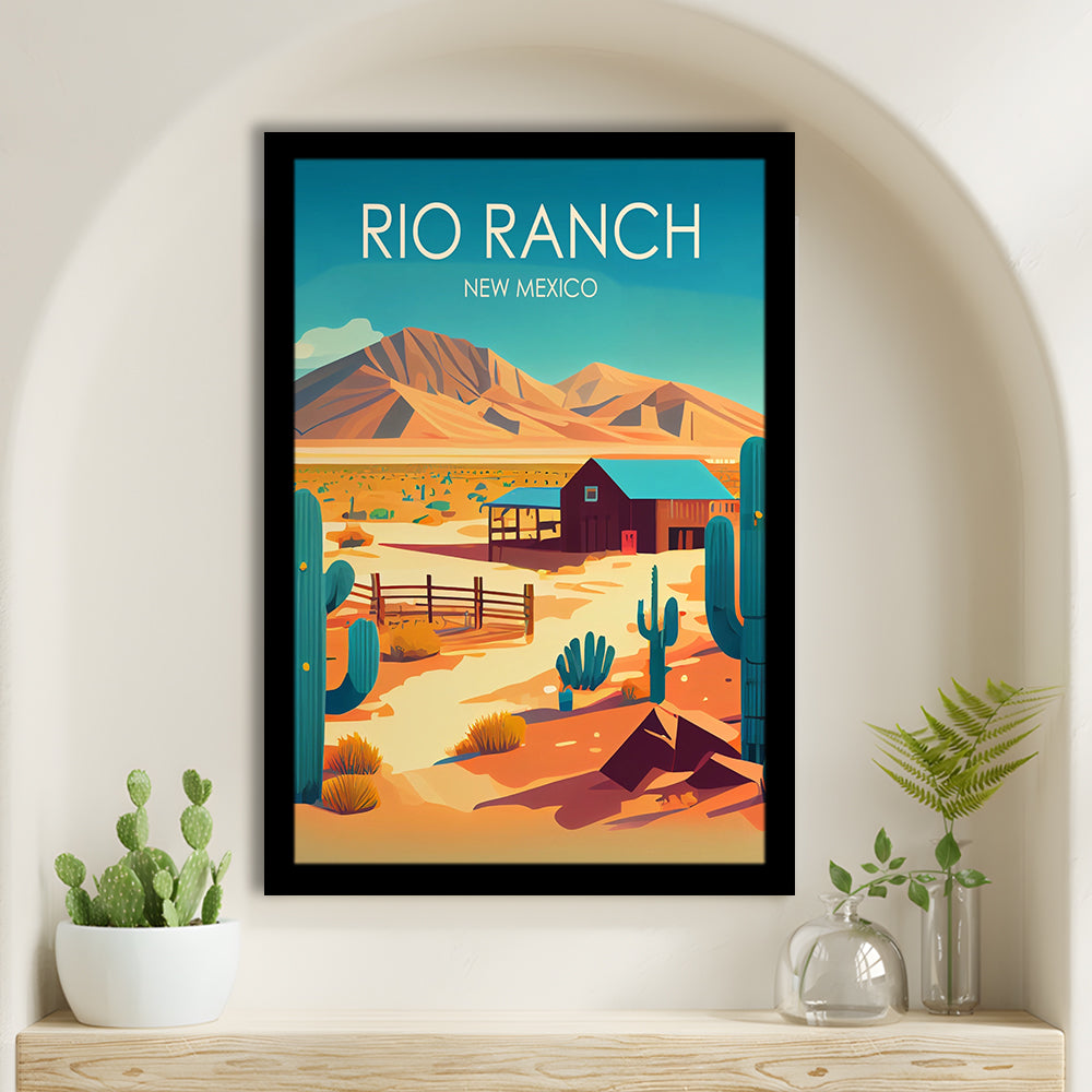 Rio Ranch NM Retro Art Print, Rio Ranch City Wall Art, Framed Art Print, Picture Framed, Painting Art