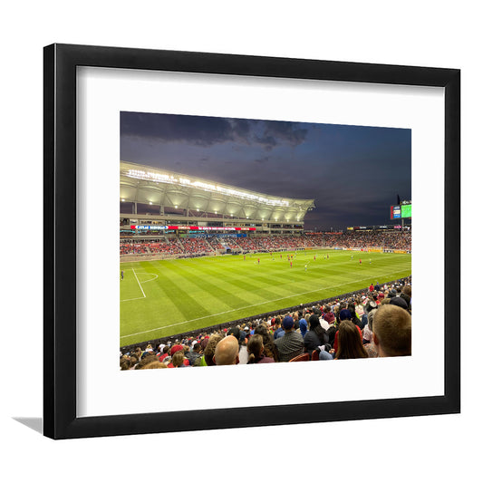 Rio Tinto Stadium, Stadium Canvas, Sport Art, Gift for him, White Border Framed Art Print Wall Decor
