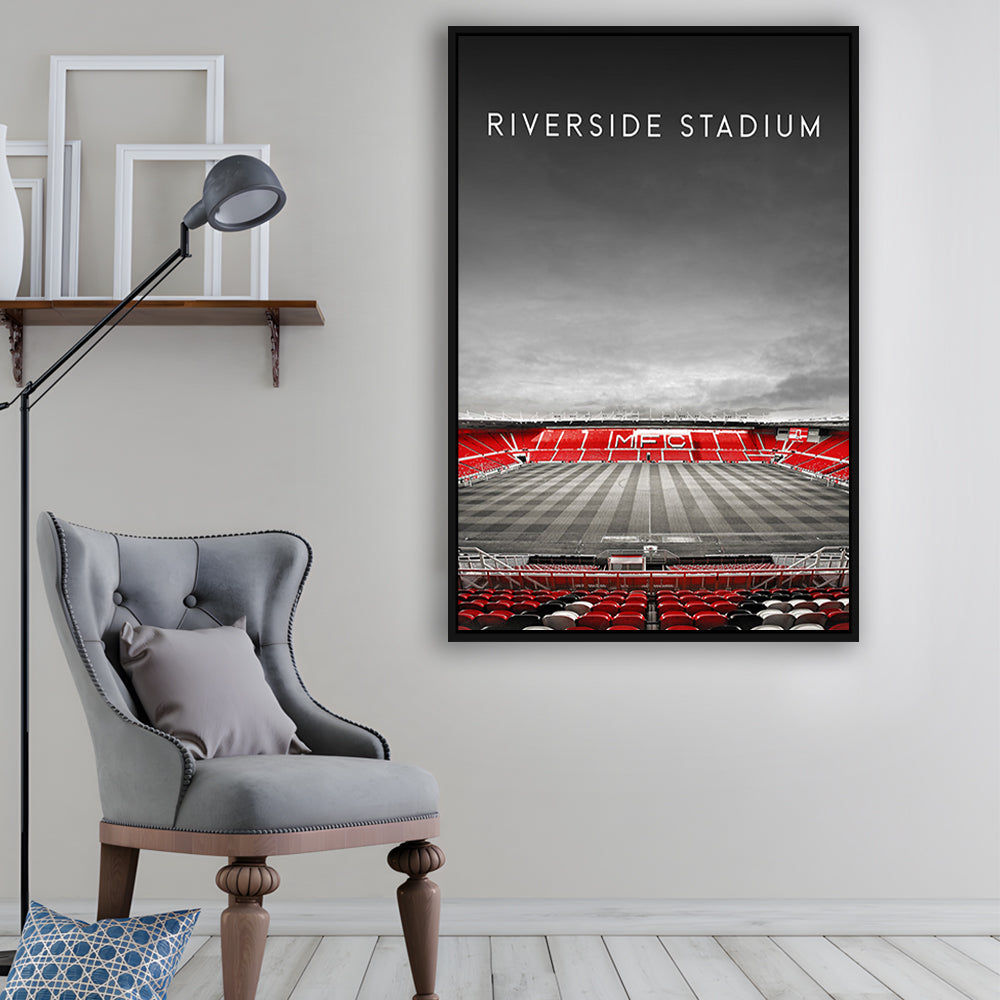 Riverside Stadium, Middlesbrough Stadium Wall Art Print, Football Stadium Art Decor, Framed Canvas Prints Wall Art