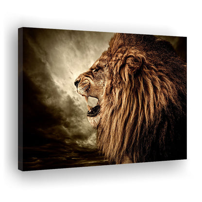Roaring Lion Against Stormy Sky Art Lion Art, Lion Wall Decoration, Lion Canvas Wall Art, Cavas Print Wall Art Hom Decor