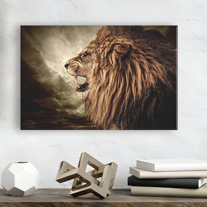 Roaring Lion Against Stormy Sky Art Lion Art, Lion Wall Decoration, Lion Canvas Wall Art, Cavas Print Wall Art Hom Decor