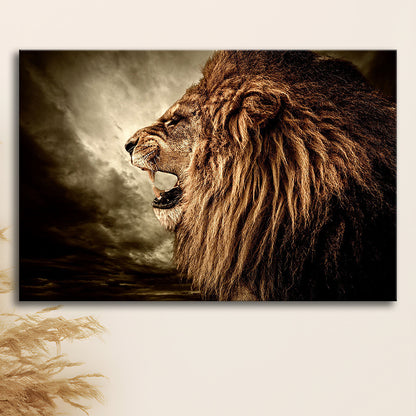 Roaring Lion Against Stormy Sky Art Lion Art, Lion Wall Decoration, Lion Canvas Wall Art, Cavas Print Wall Art Hom Decor
