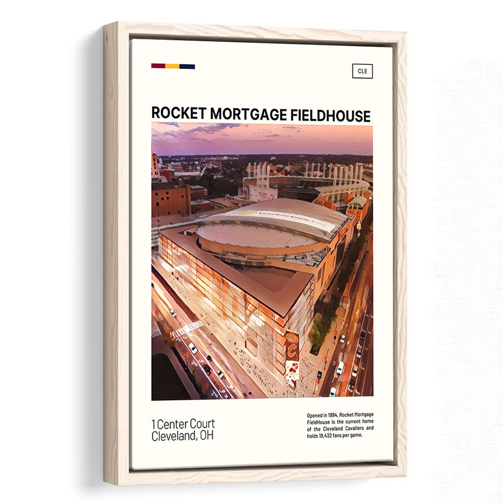 Rocket Mortgage FieldHouse Print, Cleveland Cavaliers Stadium Art, Man Cave Gift, Floating Framed Canvas Print Wall Art